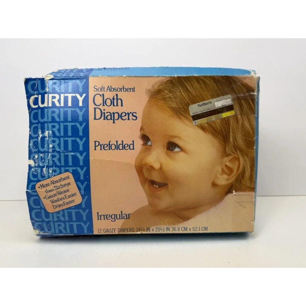 Vintage Box Curity Diapers Gauze Cloth 14.5X20.5 Baby OPEN BOX  Of 12 Prefold